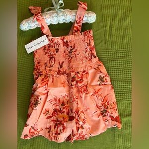 Janie and Jack Floral 2T smocked romper, salmon floral.